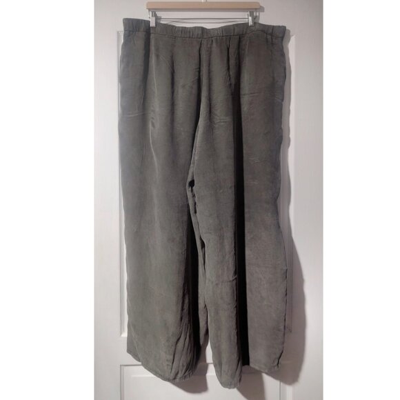 Eileen Fisher | Sandwashed Twill Wide Trouser Pant In Grove Green - Picture 7 of 12